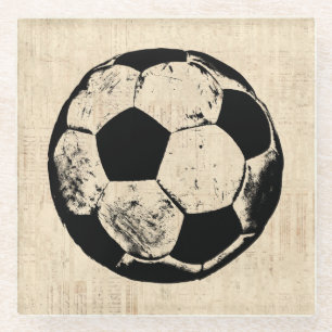 Fußball-Ball Sportart Vintages Fußball Glasuntersetzer