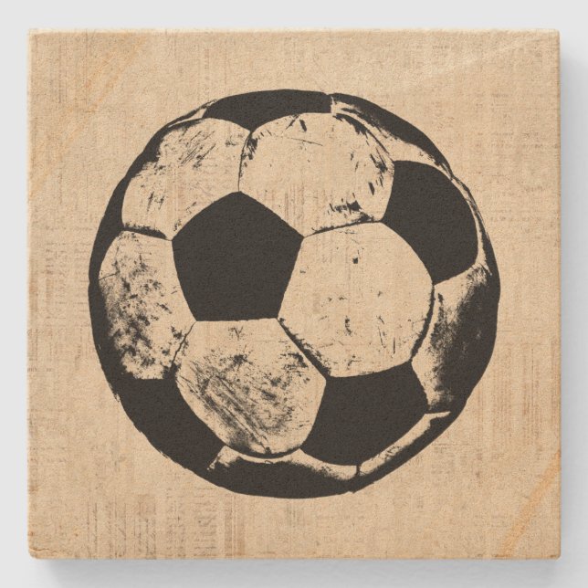 Fußball-Ball Sportart Vintages Fußball Steinuntersetzer (Vorderseite)