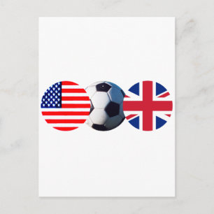 Fußball Ball UK & USA Flaggen MUSEUM Zazzle Postkarte