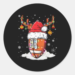 Fußball Ball Weihnachtsmannmütze Rentierleuchten W Runder Aufkleber