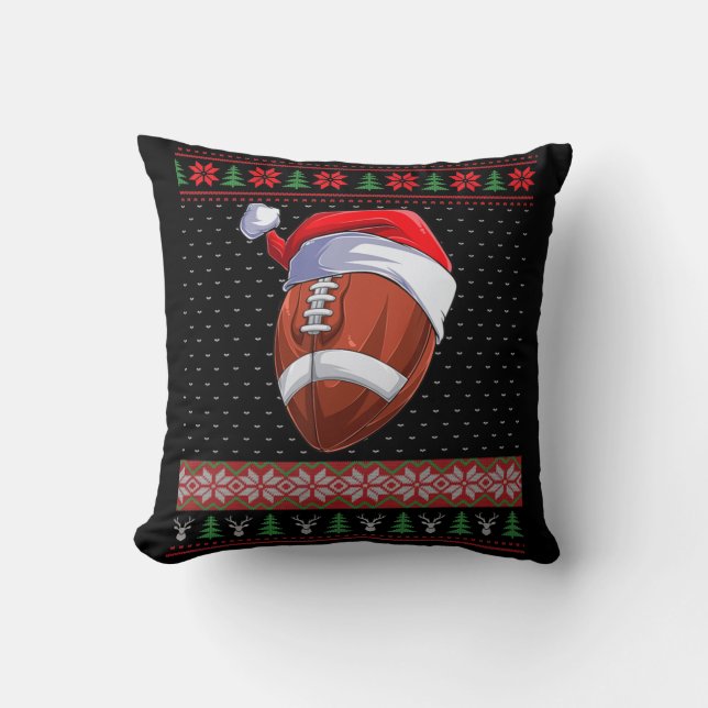 Fußball Ball Weihnachtsmannmütze Weihnachts Spaß B Kissen (Vorderseite)