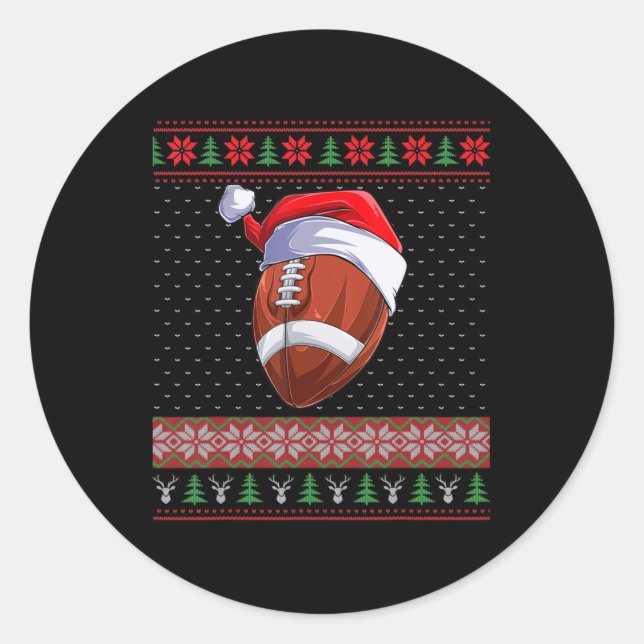 Fußball Ball Weihnachtsmannmütze Weihnachts Spaß B Runder Aufkleber (Vorderseite)