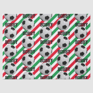 Fußball Ball Weihnachtsnachtsnamen Streifen rot in Seidenpapier