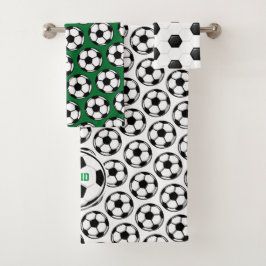 Fußball Ball White Black Green Kids Dekoration Badhandtuch Set
