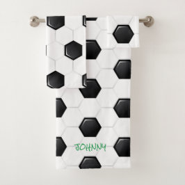 Fußball-Ball White Black Green Kids Individuelle N Badhandtuch Set