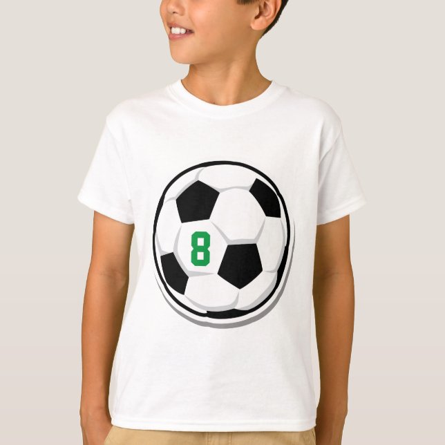 Fußball-Ball White Black Green Kids Team Number T-Shirt (Vorderseite)