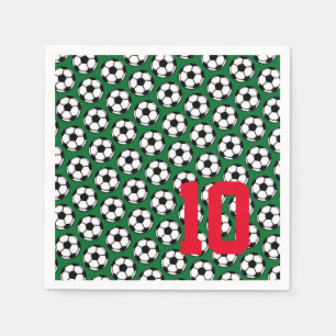 Fußball Ball White Black Green NUMMER Sport Kinder Serviette