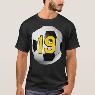 Fußball Ball Yellow Lucky Jersey Nummer #19 Ninete T-Shirt