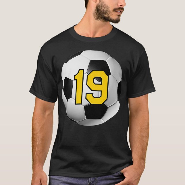 Fußball Ball Yellow Lucky Jersey Nummer #19 Ninete T-Shirt (Vorderseite)