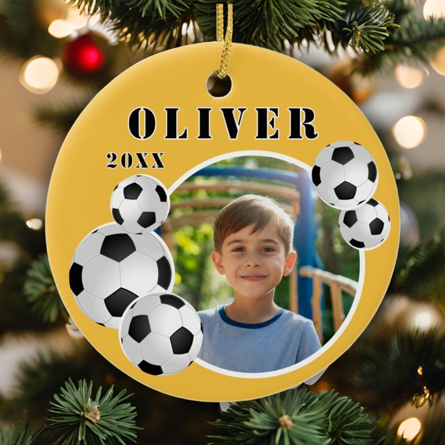Fußball Ball Yellow Sports Foto Keramik Ornament (Von Creator hochgeladen)