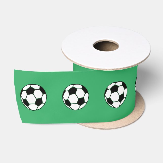 Fußball-Ball Zeichnend auf grünem Background Satinband (Spule)