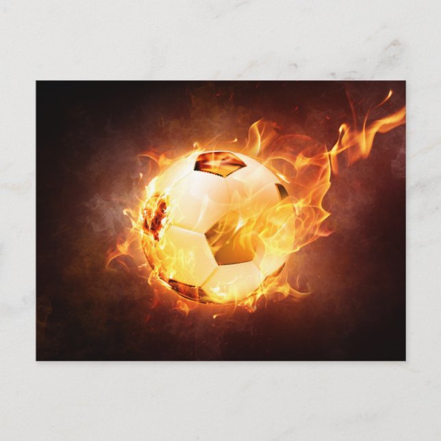 Fußball-Ball zum Feuer Postkarte (Vorderseite)
