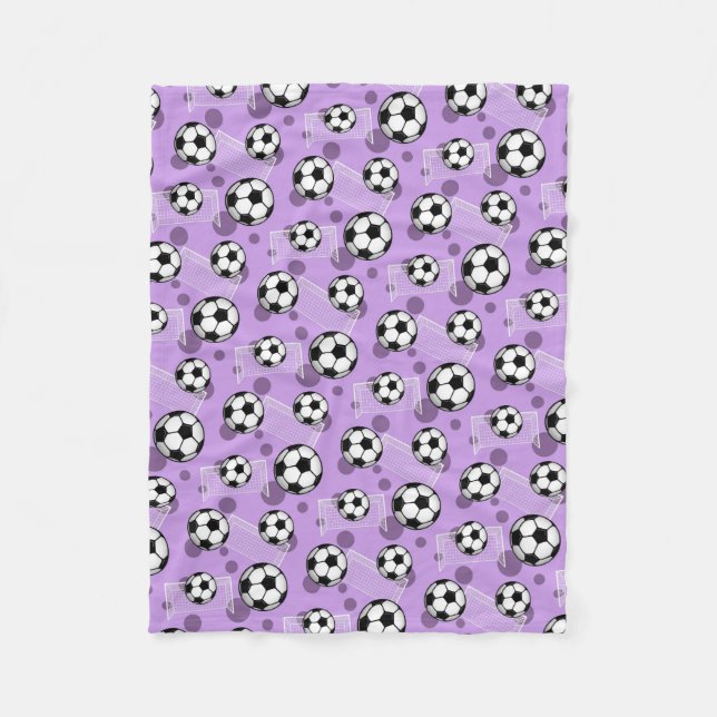 Fußball-Bälle und Ziel-lila Fleece-Decke Fleecedecke (Vorderseite)