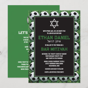Fußball-Balls auf Gras Bar Mitzvah Einladung