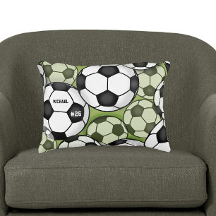 Fußball Balls Black & White Boy's Kids Name Number Dekokissen