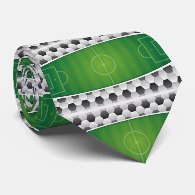 Fußball-Balls Fußball-Feld Print Necktie Krawatte (Gerollt)