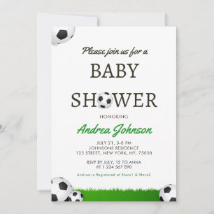 Fußball Balls & Grass Athletic Sports Babydusche Save The Date