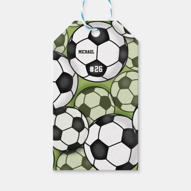 Fußball Balls Muster Kinder Jungen Name Jersey Num Geschenkanhänger (Vorderseite)