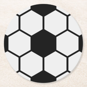 Fußball-Balls Schwarz-Weiß-Custom Runder Pappuntersetzer