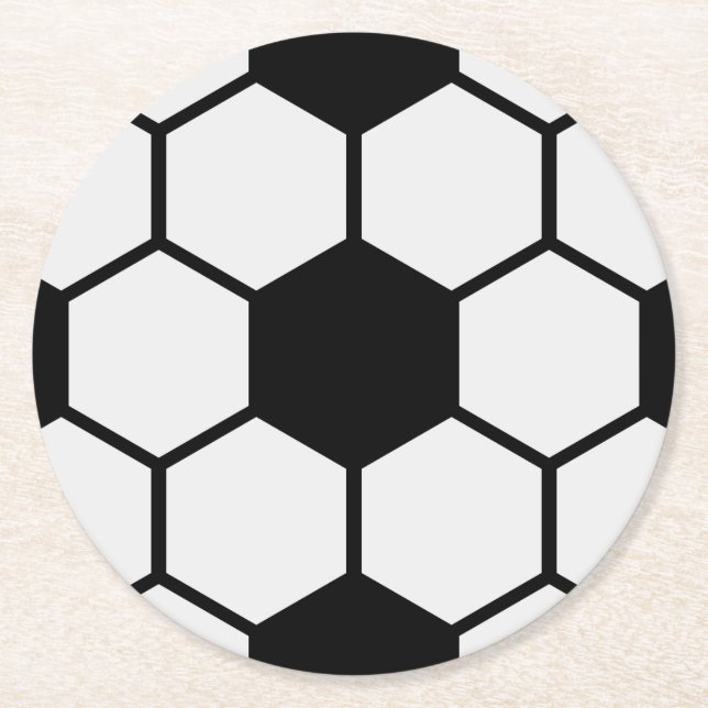 Fußball-Balls Schwarz-Weiß-Custom Runder Pappuntersetzer (Vorderseite)