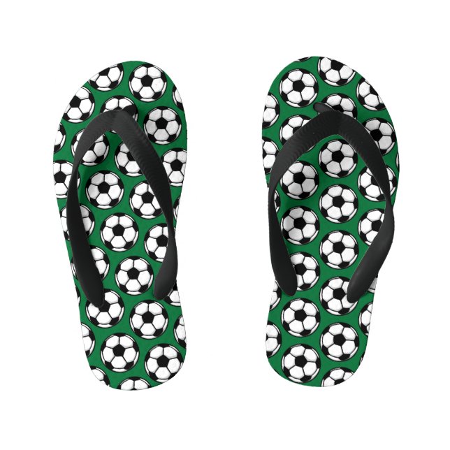 Fußball Balls Sportgrün Schwarz-weiße Kinder Kinderbadesandalen (Fußbett)