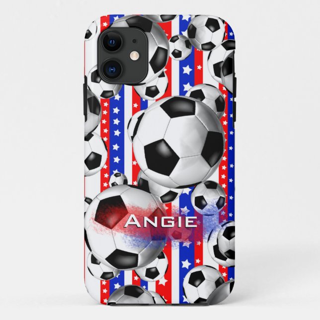 Fußball Balls USA Red White Blue US Flagge Case-Mate iPhone Hülle (Rückseite)