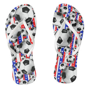 Fußball Balls USA Red White Blue US Flagge Flip Flops