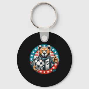 Fußball-Bär Daumen hoch Usa-Flagge Stil Design Schlüsselanhänger