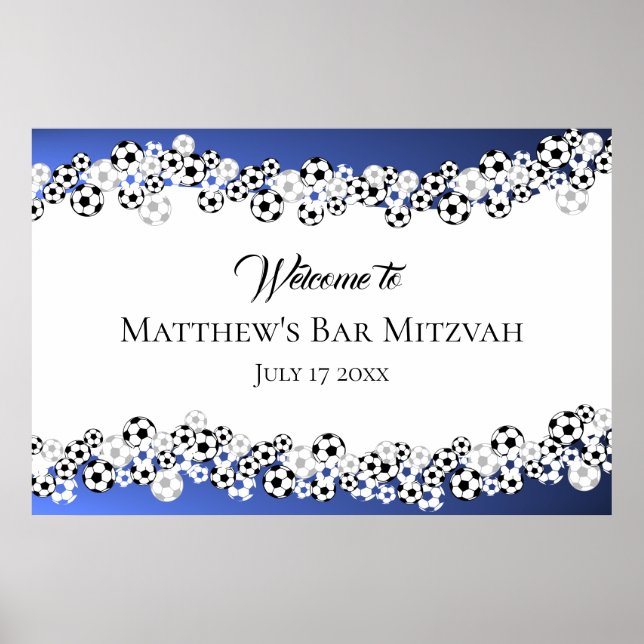 Fußball Bar Mitzvah Begrüßungszeichen Poster (Vorne)