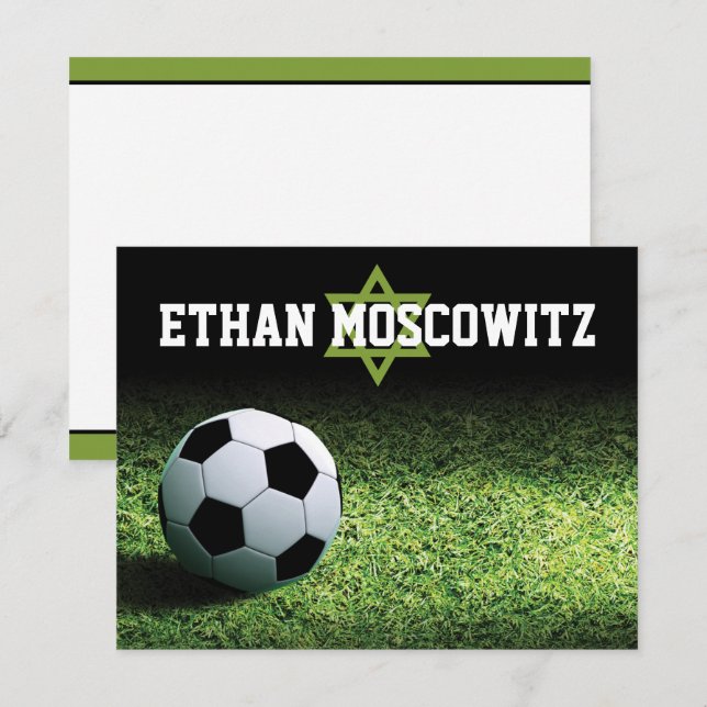 Fußball Bar Mitzvah Flat Vielen Dank Dankeskarte (Vorne/Hinten)