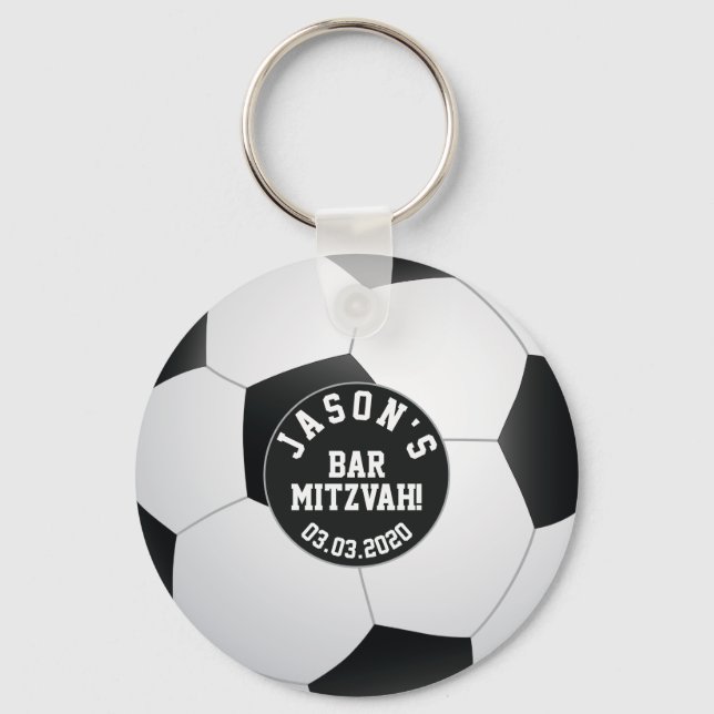 Fußball Bar Mitzvah Gefallen Schlüsselanhänger Sch (Vorderseite)