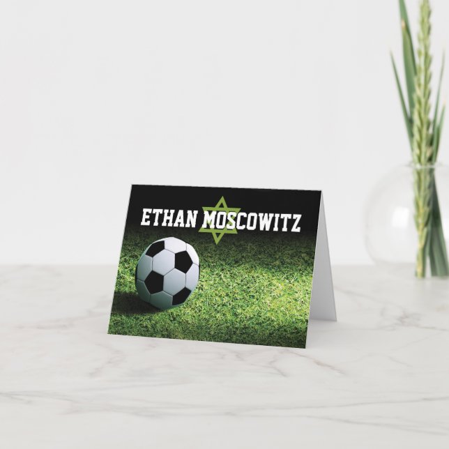 Fußball Bar Mitzvah geklappt Danke Karte 3 (Vorderseite)