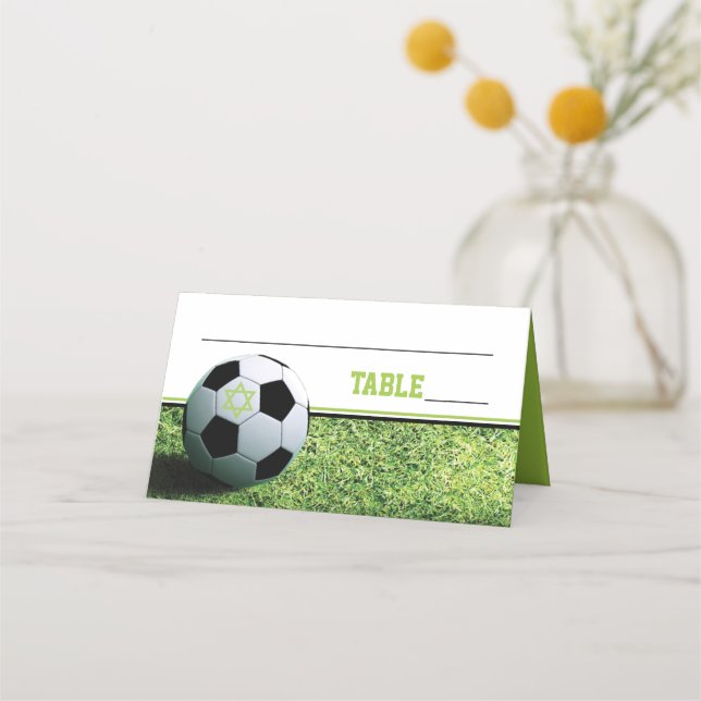 Fußball-Bar Mitzvah ist geflogen Platzkarte (Vorderseite)
