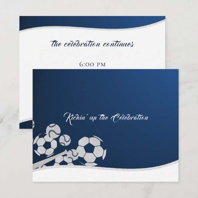 Fußball Baseball Bar Mitzvah Empfang Card Einladung (Vorne/Hinten)