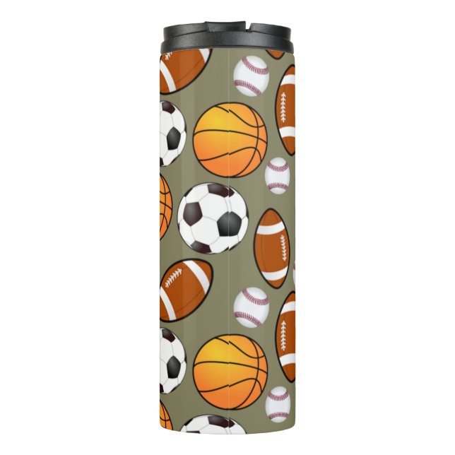Fußball Baseball Basketball Sport Muster Thermosbecher (Rückseite)