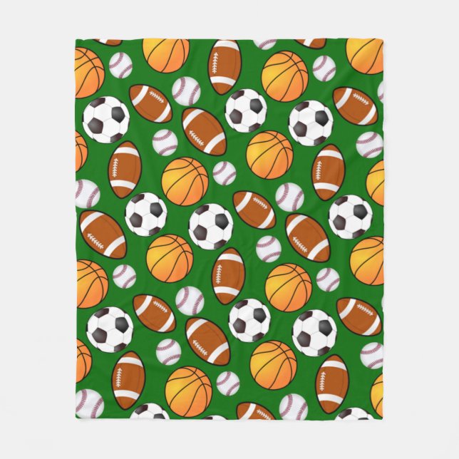 Fußball Baseball Basketball Thema Sport Fleecedecke (Vorderseite)