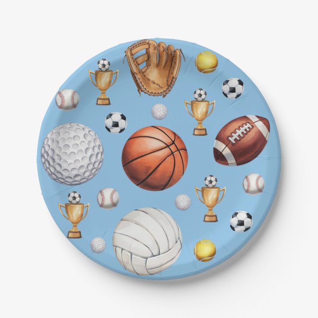 Fußball-Baseball zum Thema Mustersport Pappteller (Vorderseite)