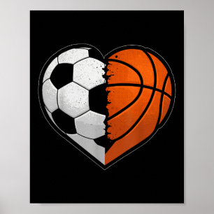 Fußball Basketball Ball Herzenssport Lover Valenti Poster