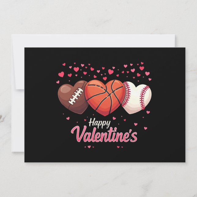 Fußball-Basketball-Baseball-Valentinstag Einladung (Vorderseite)