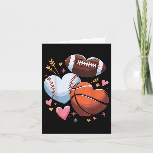 Fußball-Basketball-Baseball-Valentinstag Karte (Vorderseite)