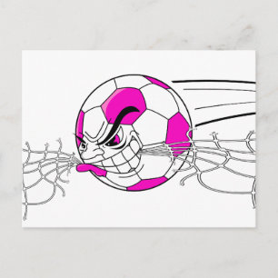 Fußball beißt Netz Mädchen pink Postkarte