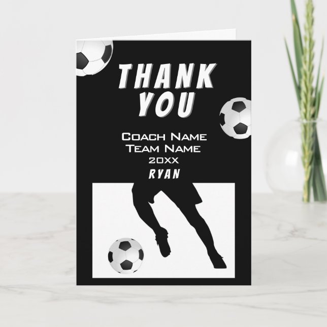 Fußball Black Danke, dass ihr Coach Card Dankeskarte (Vorderseite)