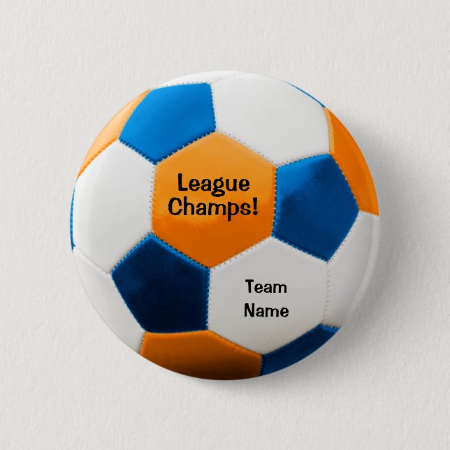 Fußball, Blau & Orange, Teamname, Button (Vorderseite)