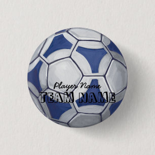 Fußball Blau und Weiß Name und Nummer Button