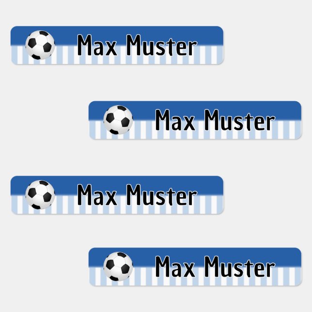 Fußball blau weiß - 96 schmale Kinder Etiketten (Gruppe)
