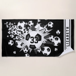 Fußball-Blowout-Mädchen nennen Jersey-Nummer Strandtuch