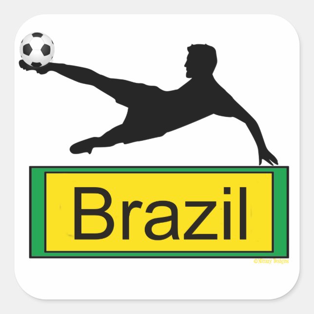 Fußball/Brasilien-Aufkleber Quadratischer Aufkleber (Vorderseite)