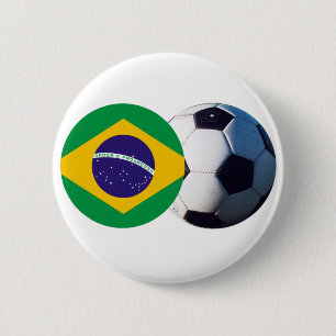 Fußball & Brasilien Fahne MUSEUM Zazzle Button