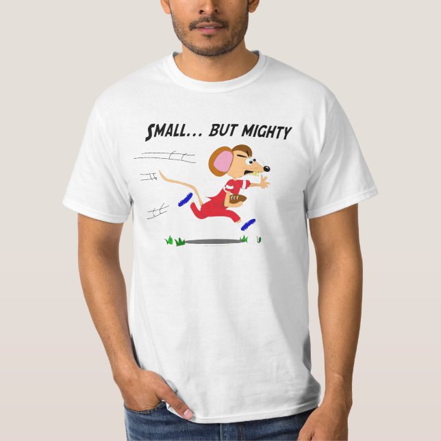 Fußball-Cartoon-Maus klein aber mächtig T-Shirt (Vorderseite)