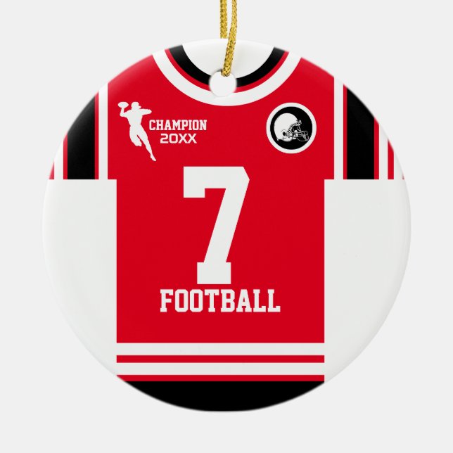 Fußball Champ Jersey Red Black Ornament (Vorne)